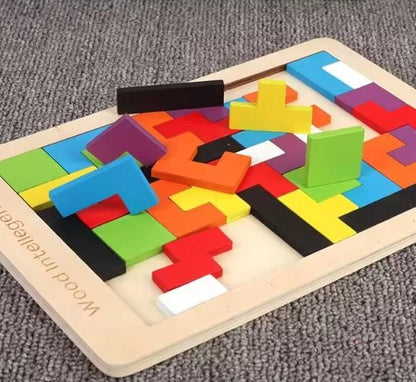 Wooden Intelligence Tetris Jigsaw Puzzle Set